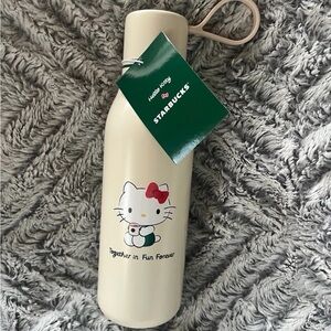 Hello Kitty X Starbucks Cream and Green 20oz Water Bottle